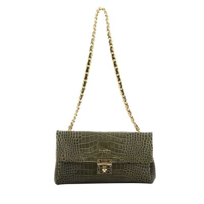 Fedra - Coconut bag with chain Olive