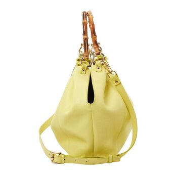 Donatella - Sac shopping anse bambou jaune 3