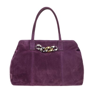 Eva - Sac shopping oversize violet avec chaîne