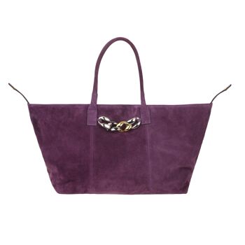 Eva - Sac shopping oversize violet avec chaîne 2