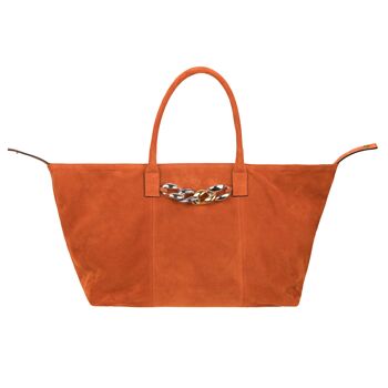 Eva - Sac Shopping Orange avec chaîne oversize 2