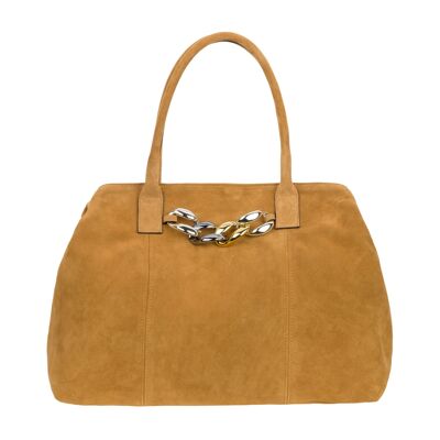 Eva - Shopping Bag con catena oversize Ocra