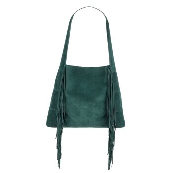 Emma - Sac Hobo avec Frange Vert Forêt 1