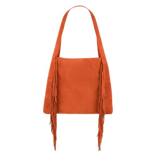 Emma - Borsa Hobo con Fringe Arancio