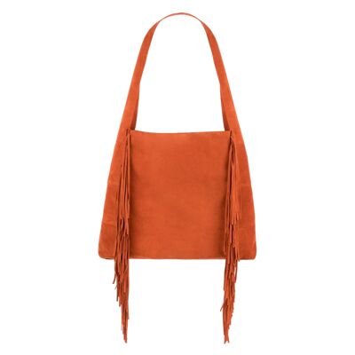 Emma – Hobo-Tasche mit orangefarbenen Fransen