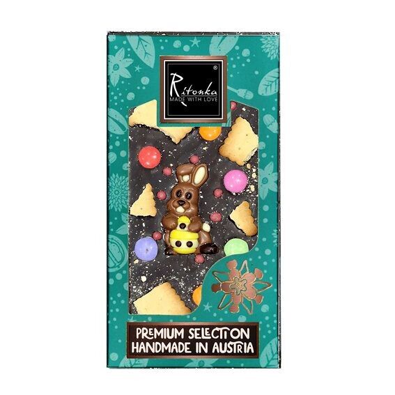 Pâques au chocolat amer PREMIUM - boules de chocolat, biscuits, lapin 95g