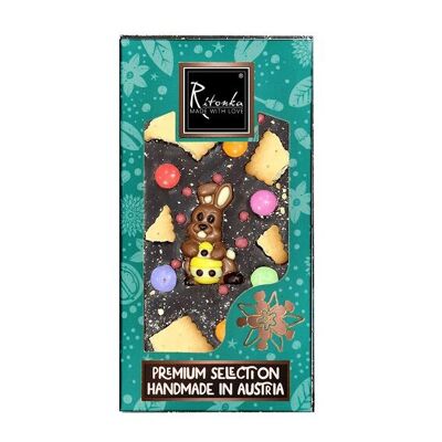 Pascua de chocolate amargo PREMIUM - bolas de chocolate, galletas, conejito 95g