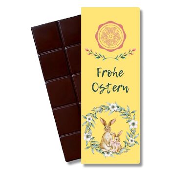 Chocolat de Pâques bio PUR 60% « Joyeuses Pâques » jaune PVC 4,95 € 1