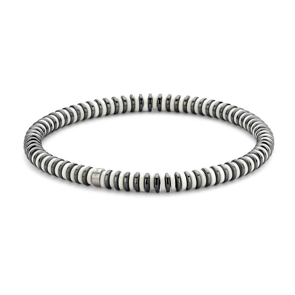 Buy wholesale Steel stretch bracelet hematite and white stone