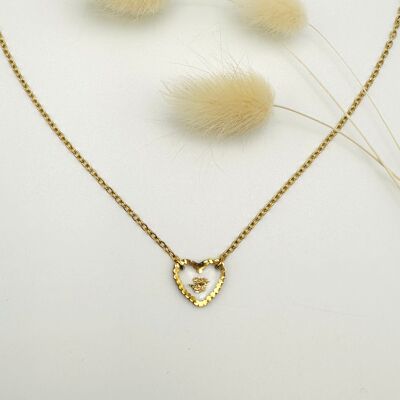 Heart Necklace - Gold Croquette