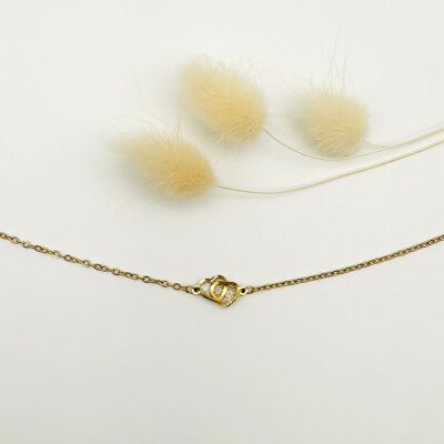 Double Heart Necklace - Gold Powder