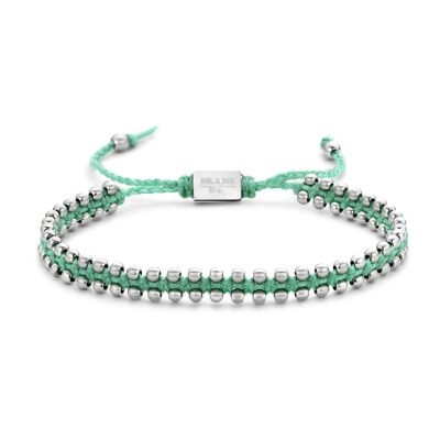 Bracciale cordino turchese con perline in acciaio 3mm -7FB-0454