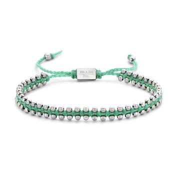 Bracelet cordon turquoise avec perles acier 3mm -7FB-0454 1