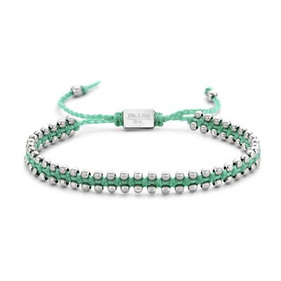 Bracelet cordon turquoise avec perles acier 3mm -7FB-0454