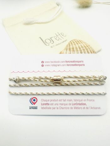 Bracelet collier - Feuille d'or - Blanc & Or 2