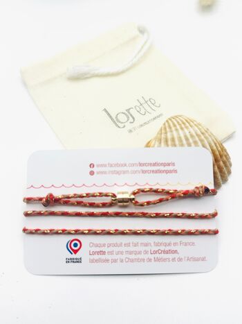 Bracelet collier - Feuille d'or - Rouge, Orange & Or 2