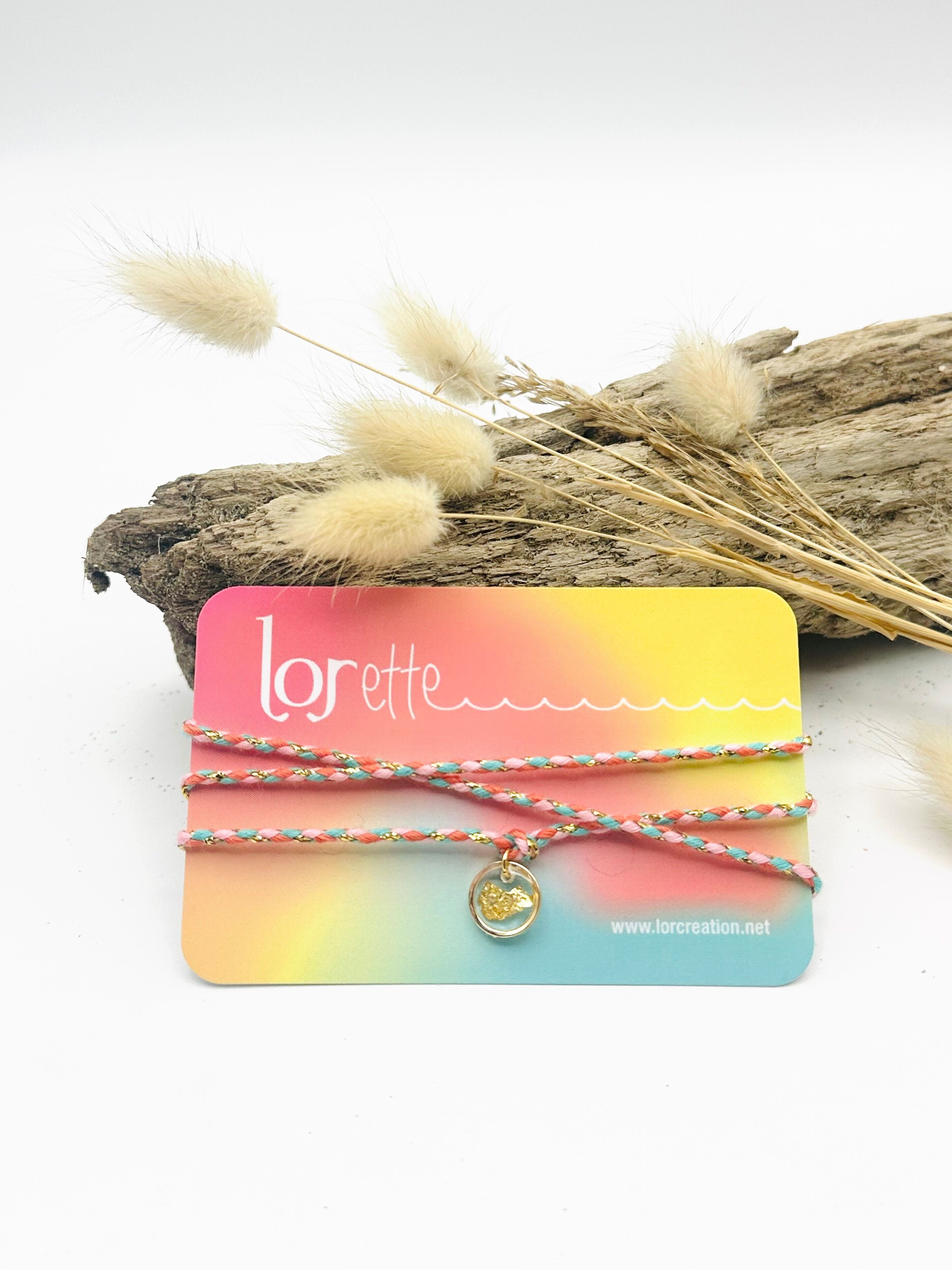 Bracciale collana - Foglia d'oro - Rosa, turchese e oro