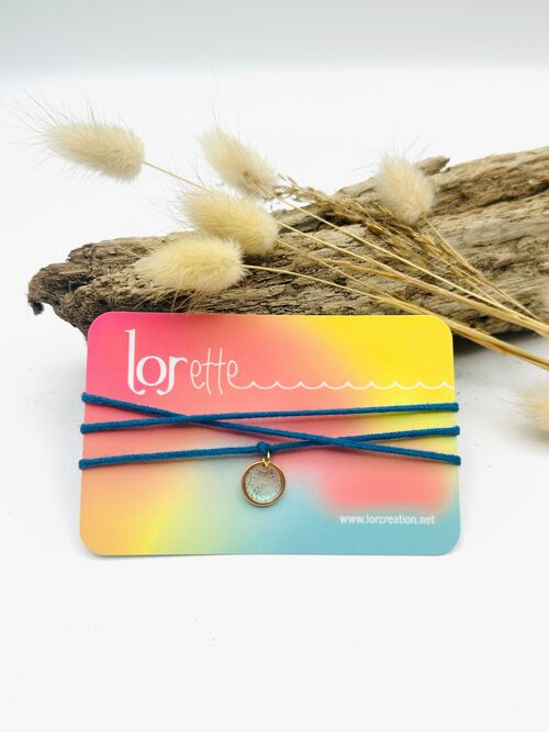 Bracelet collier - Poudre d'or - Bleu