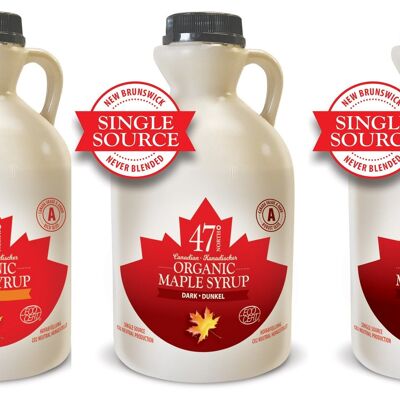 3 qualités 1 litre de sirop d'érable à source unique Canada Grade A, AMBRE, FONCÉ ET TRÈS FONCÉ