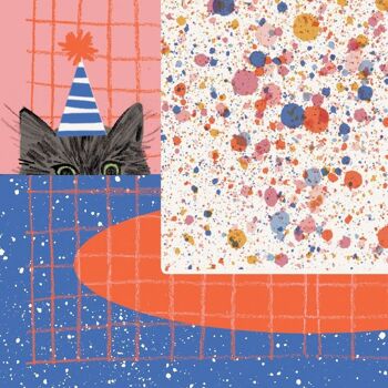 Carte d’anniversaire gâteau et chat / Carte d’anniversaire chat / Carte d’anniversaire drôle 4
