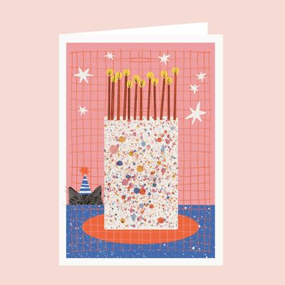 Cake & Cat Birthday Card / Cat Birthday Card / Funny Birthday Card