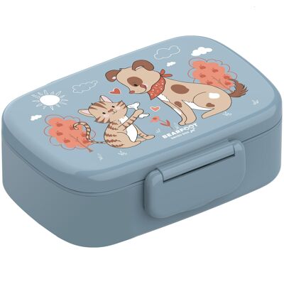 Children's lunch box with compartments, light and leak-proof - dog, cat
