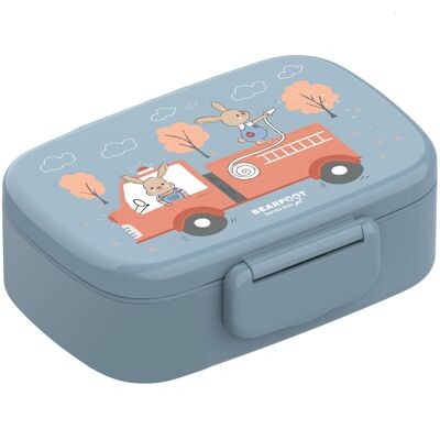 Children's lunch box with compartments, light and leak-proof - fire brigade