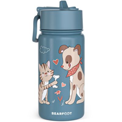 Thermo children's drinking bottle stainless steel - dog & cat blue
