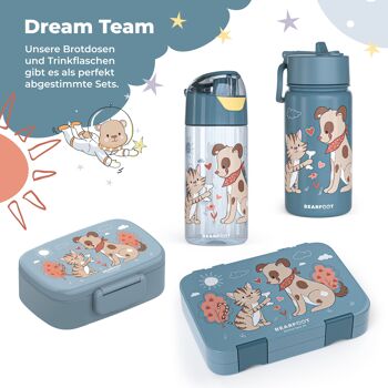 Gourde thermos pour enfants en acier inoxydable - chien et chat bleu 7