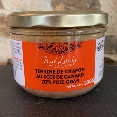 Terrine de Chapon au foie de canard, 20% foie gras 180g