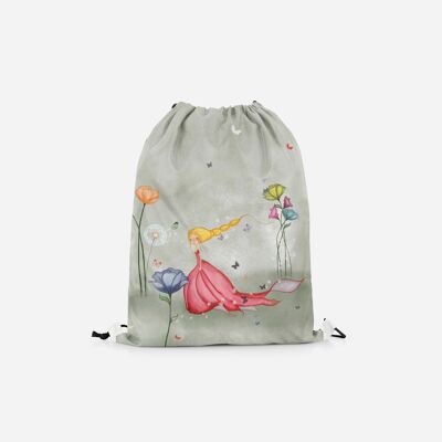 Rapunzel- Drawstring Backpack-handmade bag