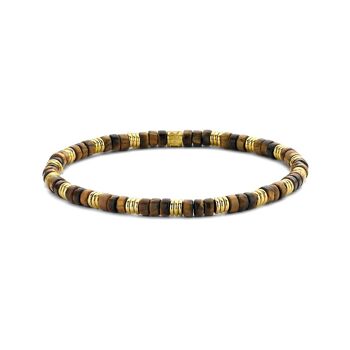 Bracelet perles oeil de tigre 4*2mm et éléments ipg - 7FB-0479 1