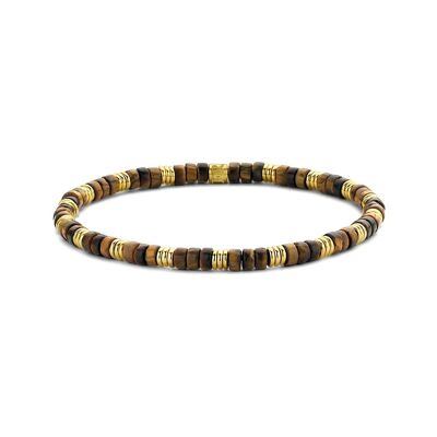 Bracelet tiger eye beads 4*2mm and ipg elements - 7FB-0479