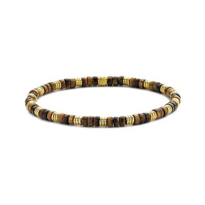 Bracelet perles oeil de tigre 4*2mm et éléments ipg - 7FB-0479