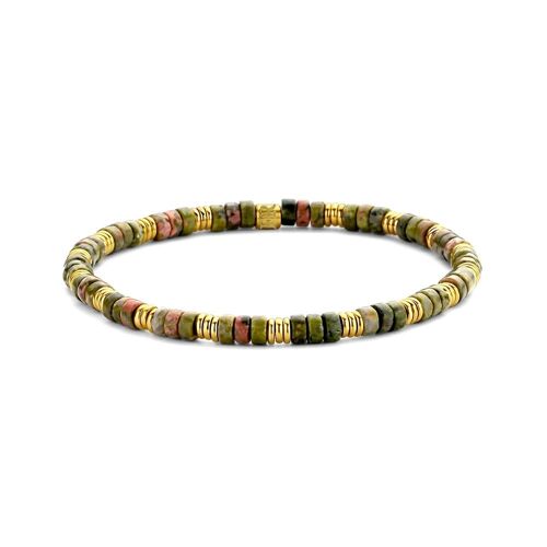 Bracelet unakite beads 4*2mm and ipg elements - 7FB-0480