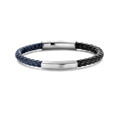 Armband gewebtes Leder blau und schwarz gebürstet ips - 7FB-0482