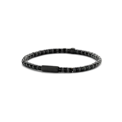 Bracelet matt hematite and black agate 4mm brushed ip black - 7FB-0488