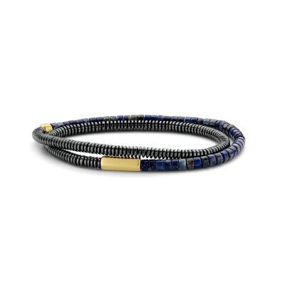 Bracelet lapis lazuli 4mm brossé ipg - 7FB-0496