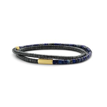 Bracelet lapis lazuli 4mm brossé ipg - 7FB-0496 1