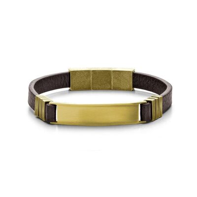 Bracelet brown leather bracelet vintage ipg 21cm - 7FB-0505