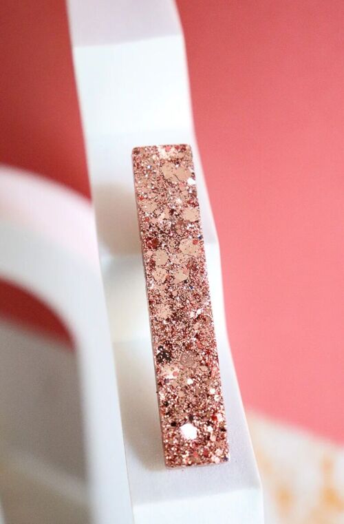 Barrette droite paillettes rose gold