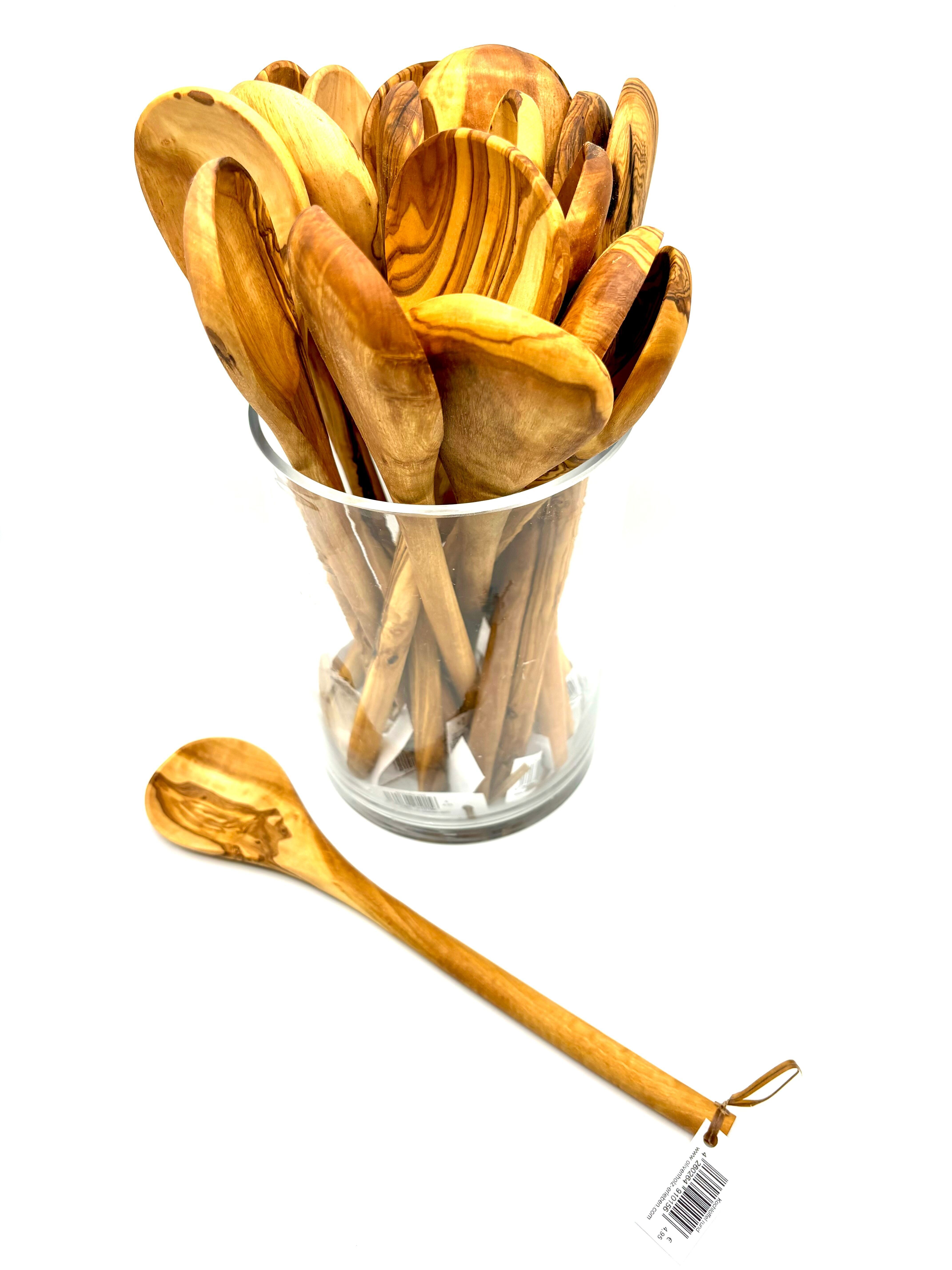 Offre TOP ! Lot de 20 cuillères de cuisine environ 30 cm en bois d'olivier