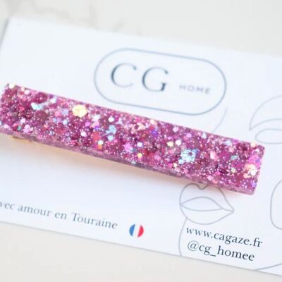 Barrette droite paillettes violine