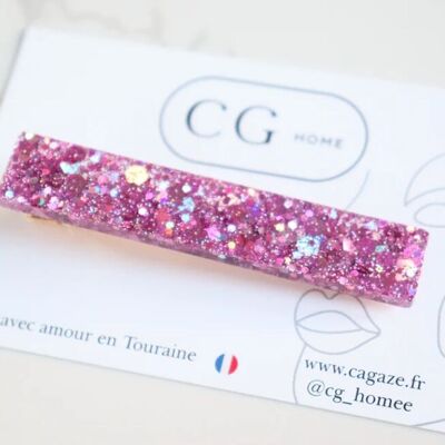 Straight hair clip with purple sequins