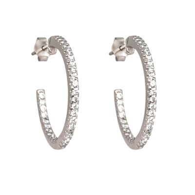 Boucles d'oreilles créoles en argent 925 avec pierres blanches