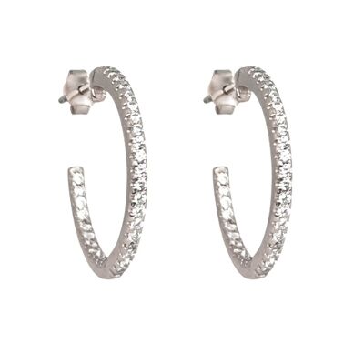 Silver 925 hoop earrings with white stones