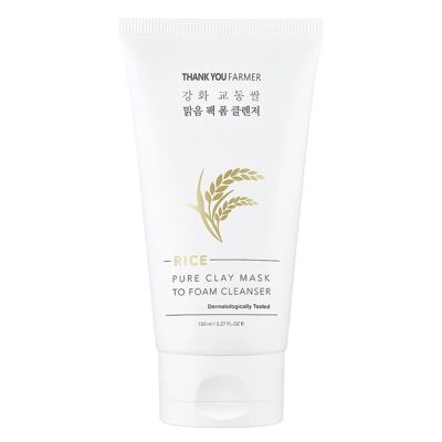 Thank You Farmer Rice Pure Clay Mask to Foam Cleanser 150 ml