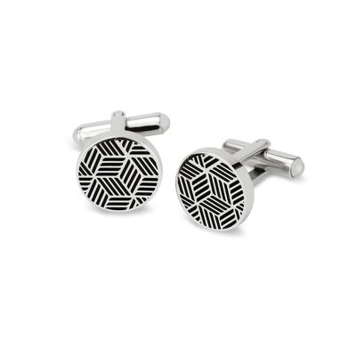 Stainless steel cufflinks with silver color pattern - 7FC-0003