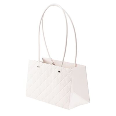 10 unidades. bolsa de regalo de flores en relieve 22(L) x 10.5 (ancho) x 13.5(Al) cm - Blanco