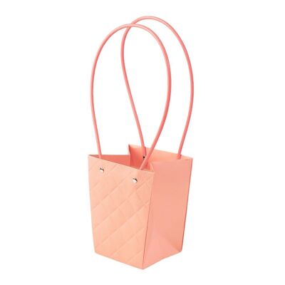 10pcs. embossed flower gift bag 13(L) x 9.5(W) x 15.5(H) cm - Powder Pink